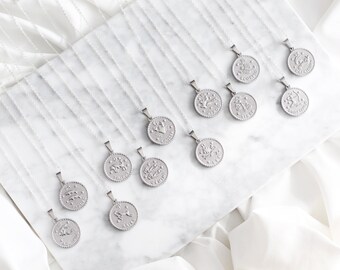 Zodiac Necklace | silver necklace, astrology gifts, personalized jewelry, star sign, zodiac sign, birthday gifts for her, coin necklace