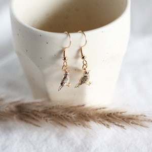 Bird Earrings nature jewelry, new mom gift, baby bird, bridal earrings, bridal jewelry, drop earrings, sparrow, chickadee image 1