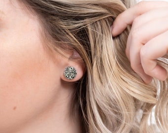 Silver Stud Earrings | silver earrings, silver studs, small earrings, hypoallergenic earrings, sparkly earrings, resin earrings