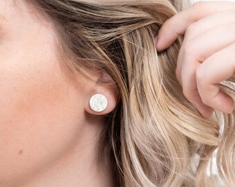 White Stud Earrings | sparkly earrings, druzy earrings, small earrings, hypoallergenic, minimalist, opal earrings