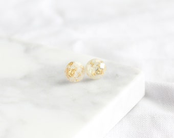 White Resin Earrings | stud earrings, white earrings, gold earrings, bridal earrings, small earrings, hypoallergenic, resin earrings