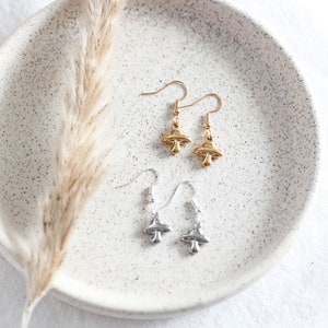Mushroom Earrings mushroom jewelry, fungi earrings, gold fox, gifts for her, woodland jewelry, mushroom gifts, dangle earrings image 3
