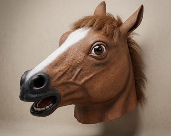 Horse Head Mask Realistic Latex Animal Costume Cosplay Party Prop