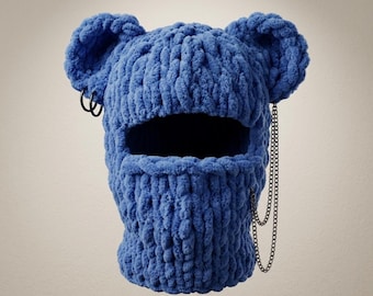 Chunky Knit Balaclava Ski Mask | Handmade Crochet Face Cover | Winter Hood