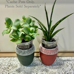Acorn Cache Pots | Set of Two | 3” Self Watering Reservoirs | Decorative Cache Pots | No Drainage