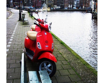 Amsterdam Canal with Scooters - Photo print