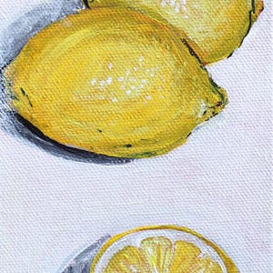 Lemons, 4" x 12", Original Acrylic Painting on canvas
