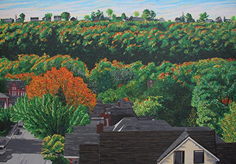 Hamilton Mountain in Fall 30 x 24 Original Acrylic Painting on canvas image 1