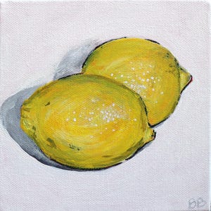 Lemons, 6" x 6", Original Acrylic Painting on canvas