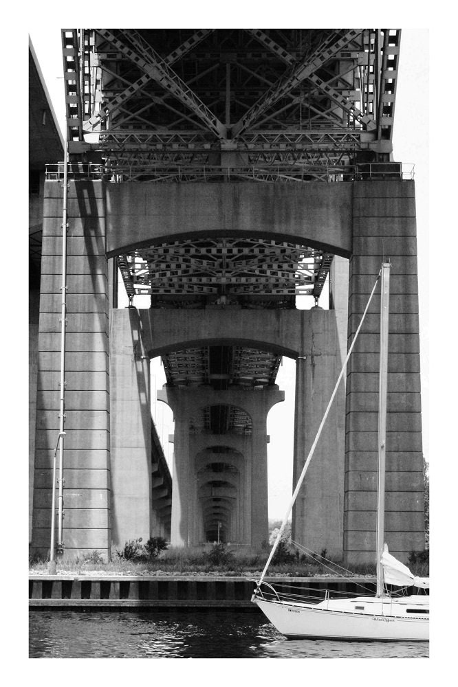 Hamilton Ontario Skyway Bridge with Sailboat