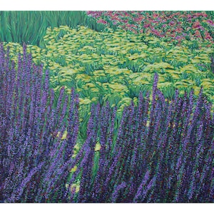 Purple Floral 20 x 16, Original Acrylic Painting on canvas