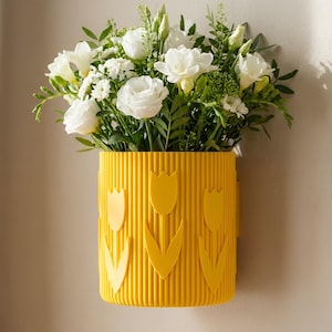 Modern 3D Printed Wall Planter, Hidden Mount, Home Decor, Tulip Vase