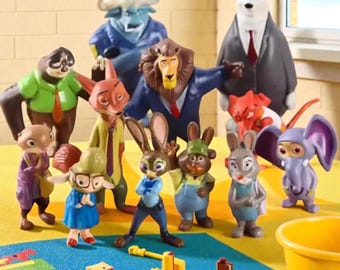 12pcs/set Animals Figure Toys Rabbit Judy Hopps Fox Nick Wilde Movie Gift Collection
