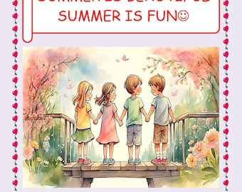Tarjetas de decoración para la clase de verano: Descarga digital en PDF (36 tarjetas en total)