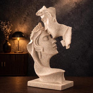 Romantic Kissing Couple Sculpture – Emotional Love Statue | Artistic Lovers Decor | Dark Romance Resin Figure | Unique Gift for Couples