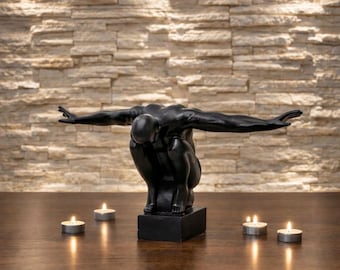 Escultura de mente libre, arte de expresión emocional, estatua de pensador abstracto, figura artística de resina, decoración de espíritu libre, adorno para estantería.