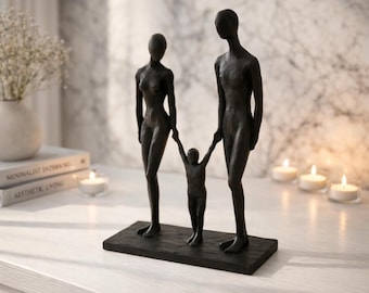 Escultura de amor familiar, arte de expresión emocional, figura artística de resina, estatua romántica familiar, decoración de estante, regalo de emoción humana
