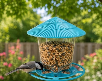 Comedero colgante para pájaros, ideal para decorar jardines exteriores, comedero para colibríes, soporte moderno para semillas de pájaros, regalo perfecto para amantes de las aves.
