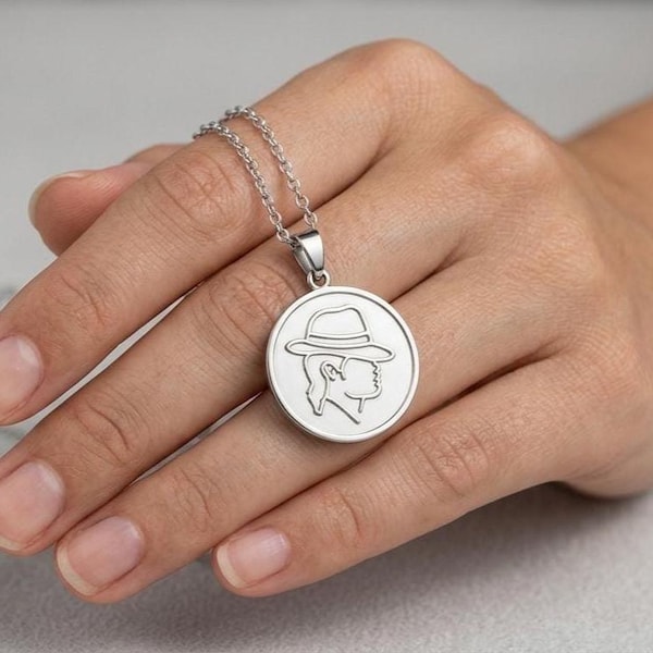 Michael Jackson geïnspireerde sieraden lijnkunst - minimalistische silhouet bedel beroemdheid - cadeau voor muziekliefhebbers