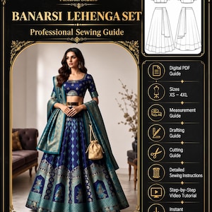 Banarasi Lehenga Set – Schnittmuster- und Nähanleitung (PDF) | Digitale Anleitung | Mess- und Schnittanleitung | Sofort-Download