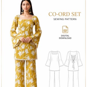 Luna Co-Ord Set Measurement Guide & Sewing Instructions PDF | Women's Dress Making Guide | XS–4XL | Instant Digital Download