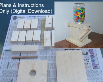 DIY Mason Jar Candy Dispenser PLANS and INSTRUCTIONS Only - Kids Craft Project, Boy Scouts, Wood Craft Projects