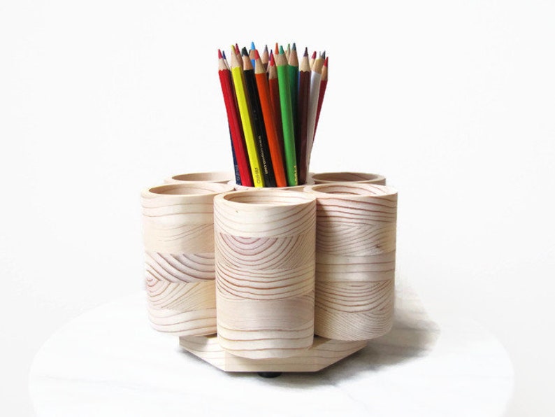 STUDIO Rotating Colored Pencil Holder Wood Colored Pencil Etsy
