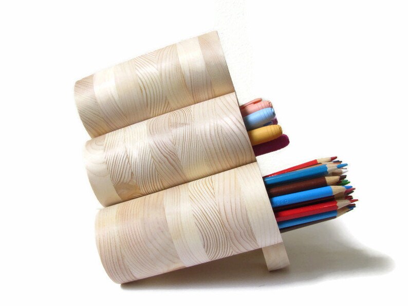 Angled STUDIO Colored Marker Storage Pencil Holder Wood Desk Etsy