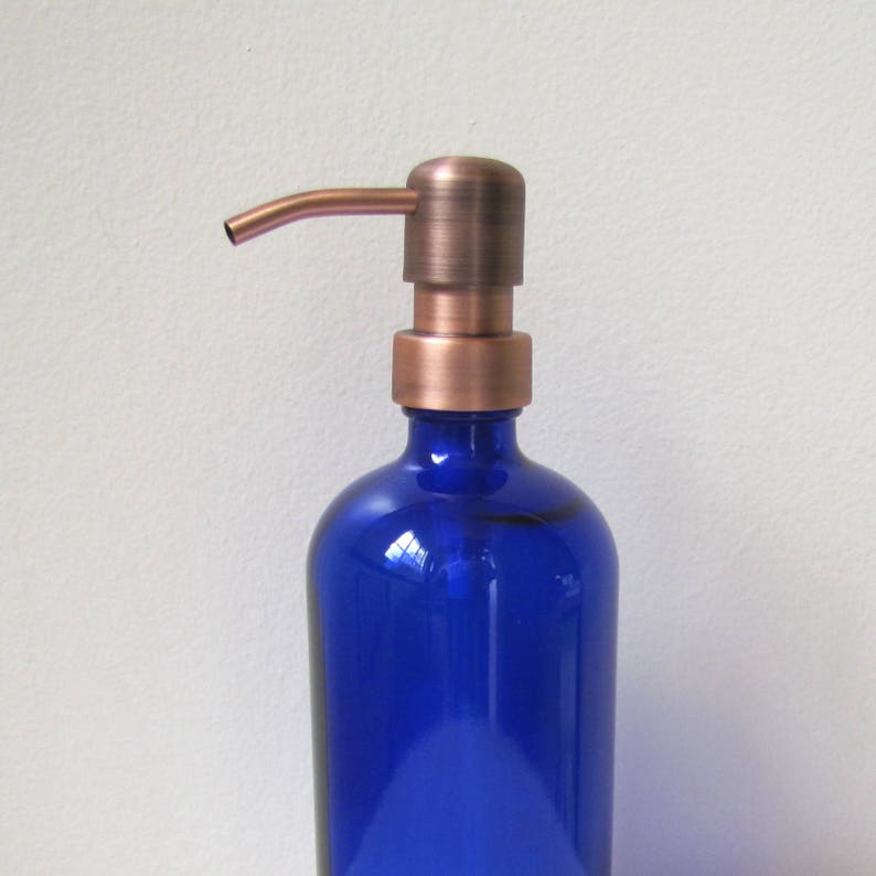 Cobalt Blue Glass Soap Dispenser 16oz with Oil Rubbed Bronze Etsy