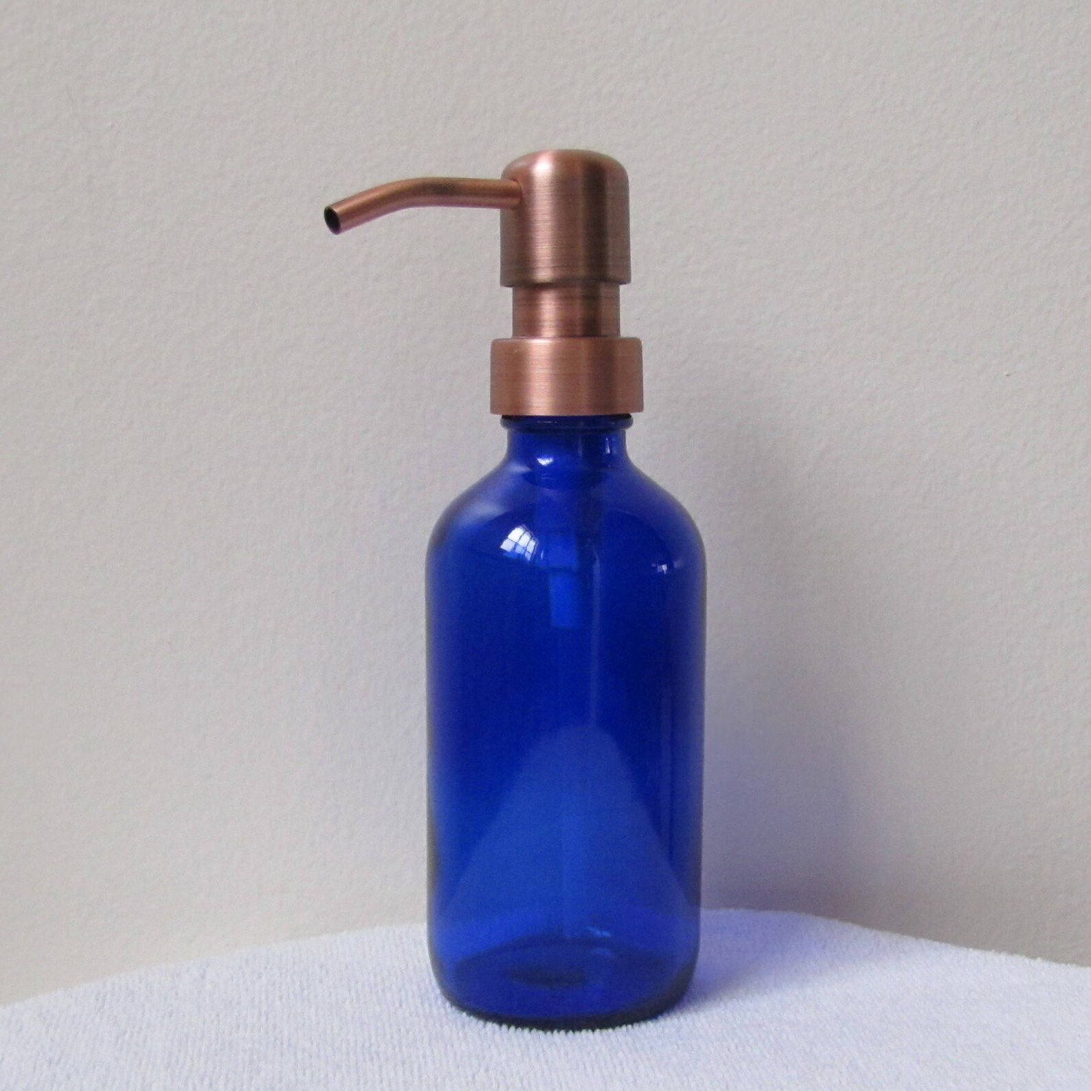 Cobalt Blue Glass Soap Dispenser 8oz With Stainless Steel Oil Etsy