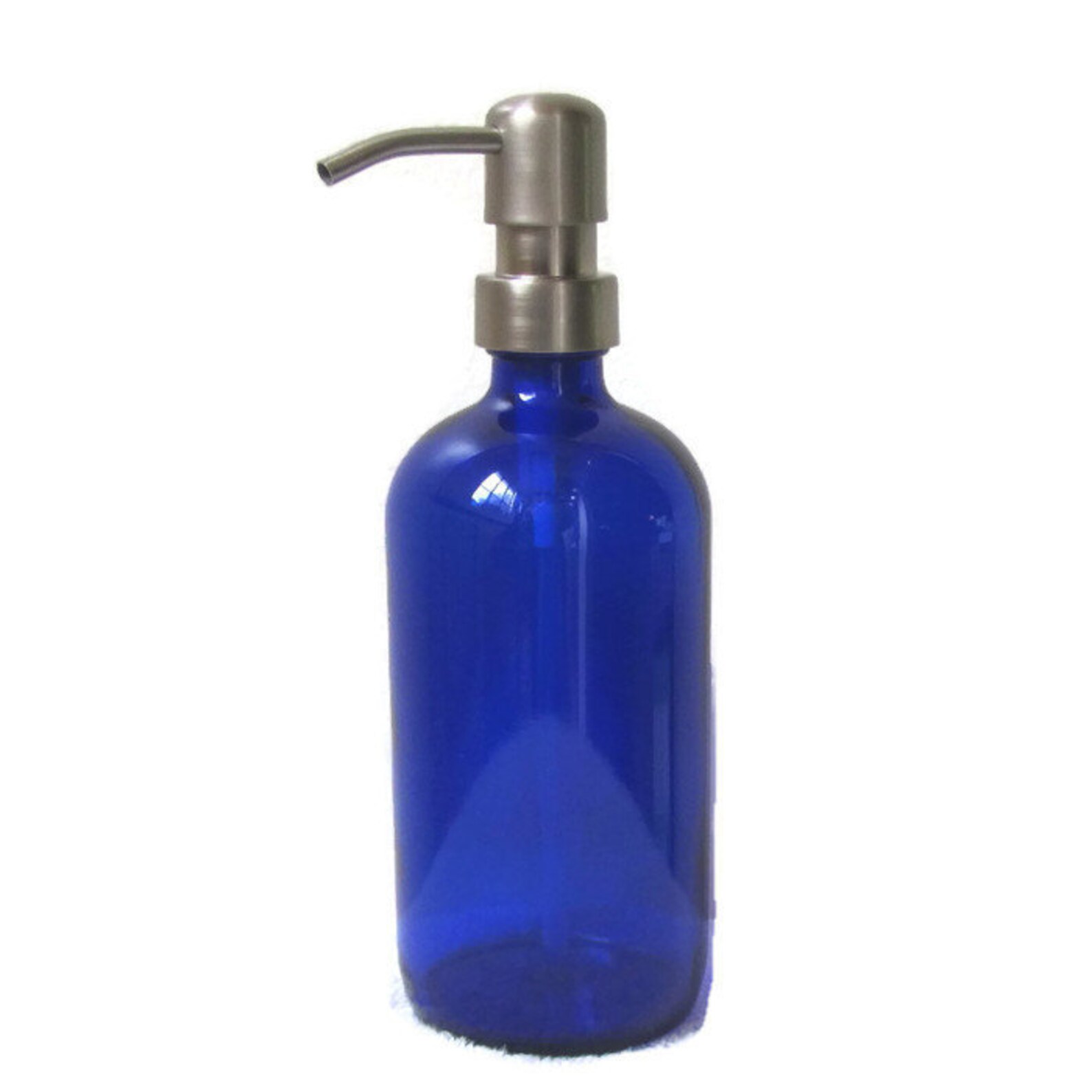 Cobalt Blue Glass Soap Dispenser 16oz With Stainless Steel Etsy