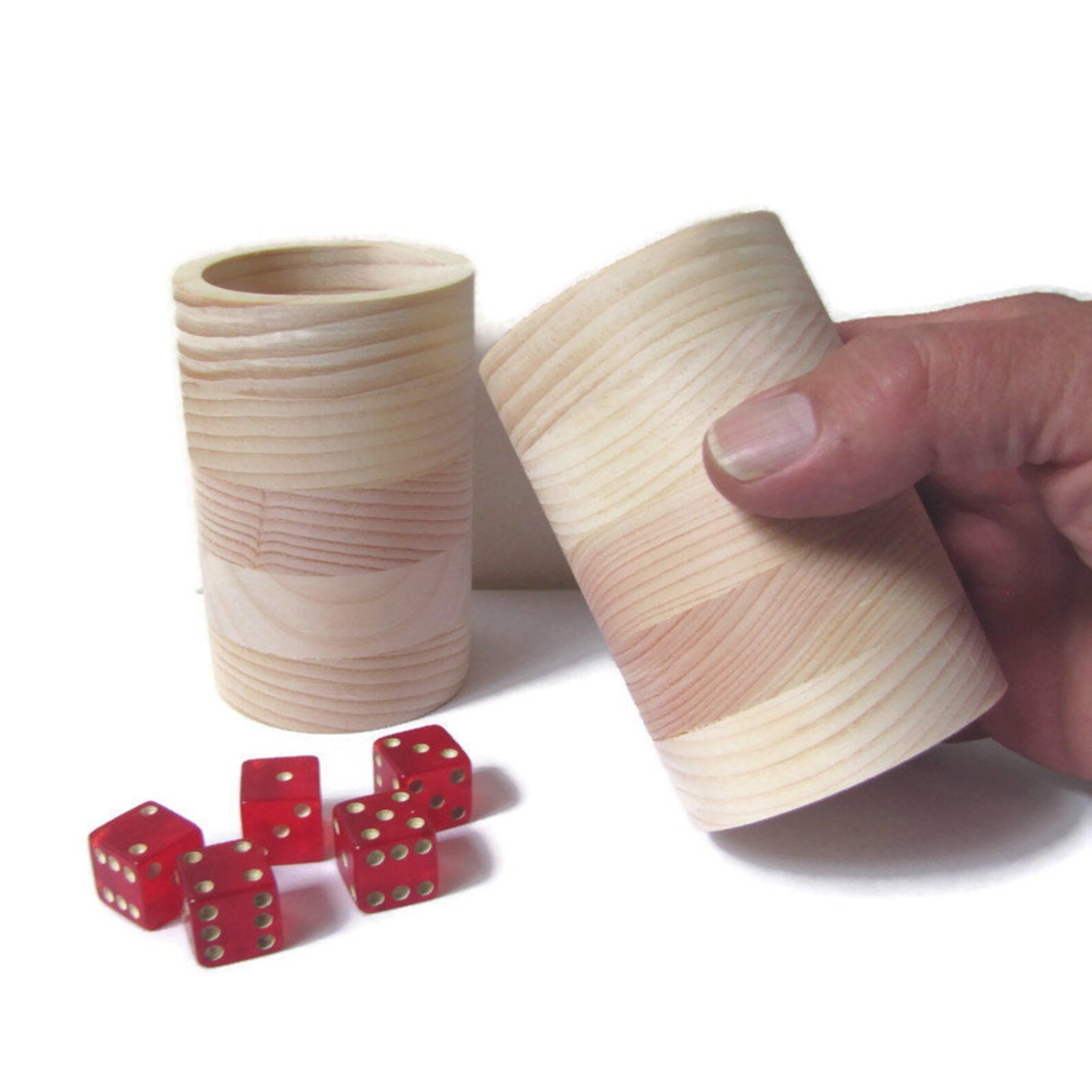 Set of 2 Round Wooden Dice Cups Natural Wood Dice Shakers Etsy