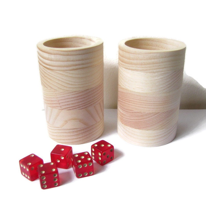 Set of 2 Round Wooden Dice Cups Natural Wood Dice Shakers Etsy