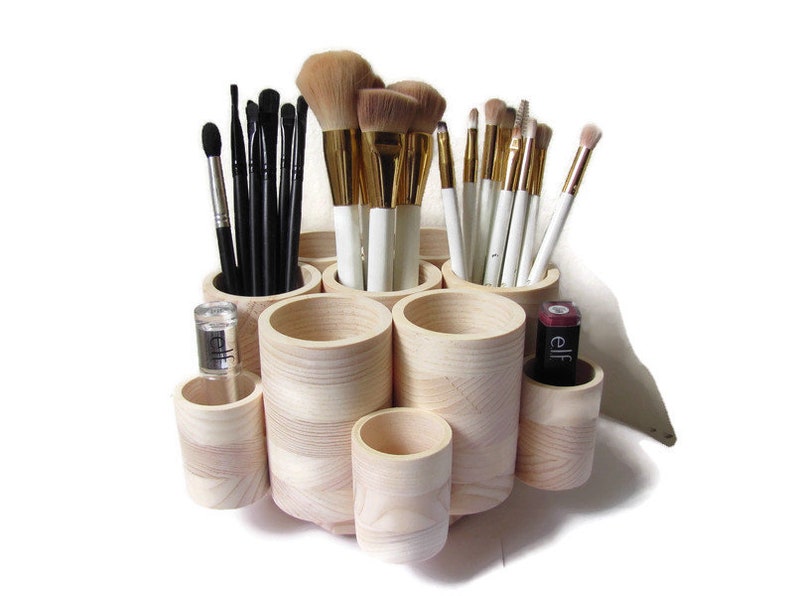 STUDIO PLUS Rotating Makeup Brush Holder Wood Makeup Brush Etsy