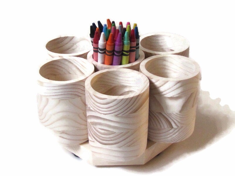 Rotating Wooden Crayon Holder and Marker Organizer for Kids Etsy