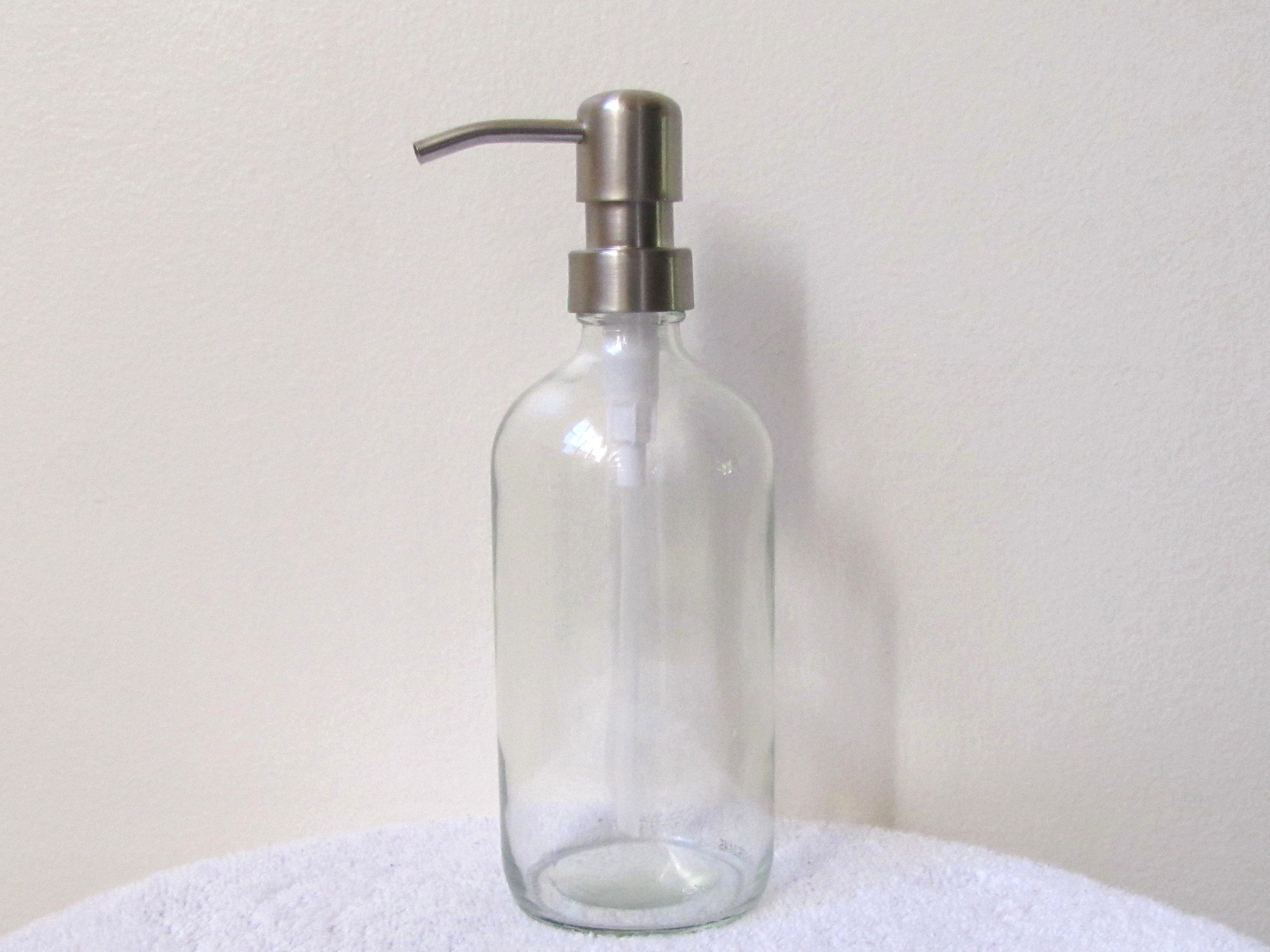 Clear Glass Soap Dispenser 16oz With Stainless Steel Soap Etsy