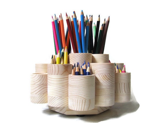 DELUXE Rotating Colored Pencil Holder Storage Organizer, Tiered