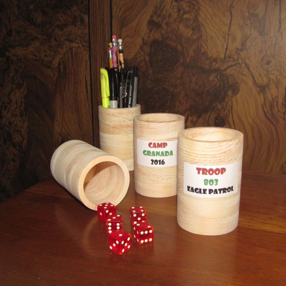 Wooden Pencil Cup Pencil Holder Dice Cup Ready to Paint Etsy
