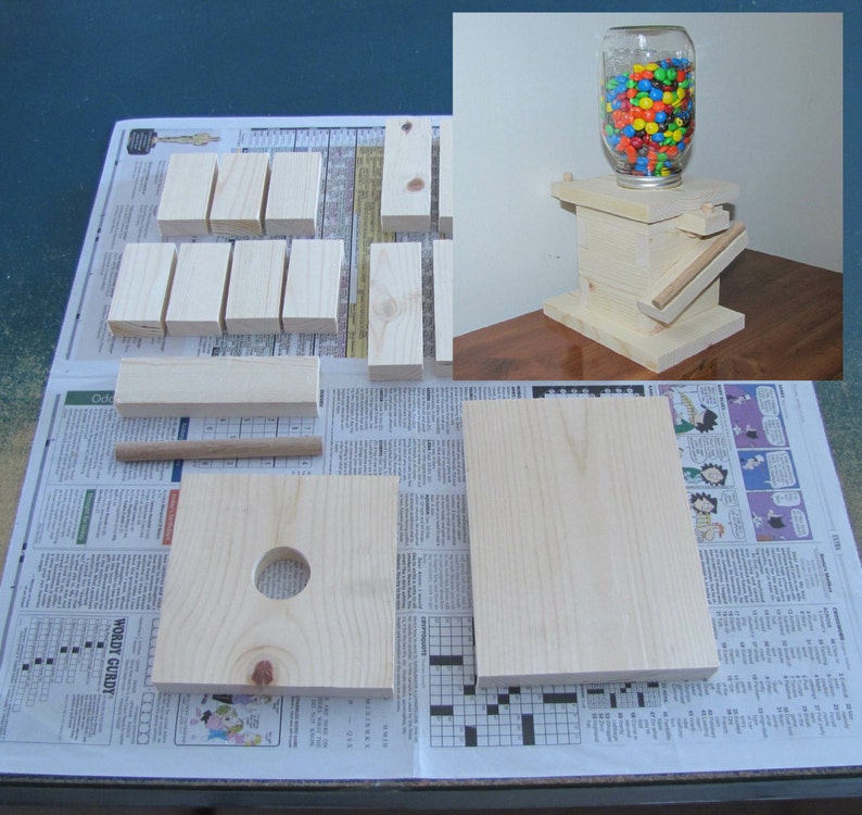Diy Wood Mason Jar Candy Dispenser Kit Gumball Machine Kids Etsy