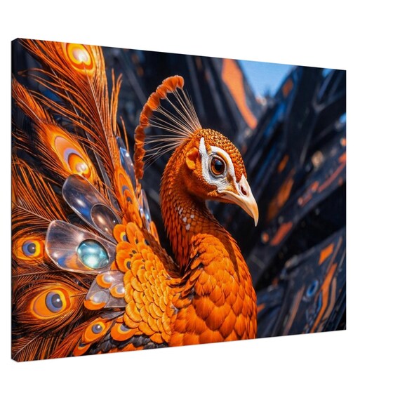 Diamond Peacock. The "Oracle" Collection. Canvas.