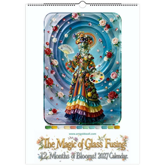 2027 Wall Calendar V2| The Magic of Glass Fusing 12 Months of Blooms | Floral Botanical Art Calendar, Unique Gift for Flower and Art Lovers