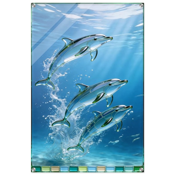 Acrylic painting "Three dolphins" | Fusing Collection | Fusing-style decor