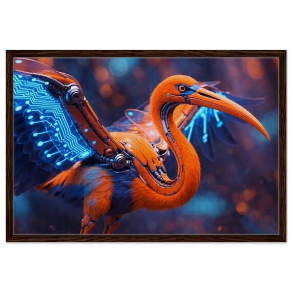 Stork. The "Oracle" Collection. Framed Canvas.
