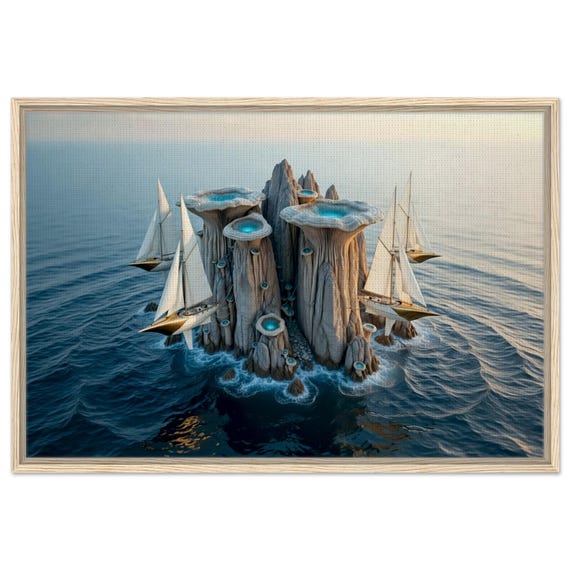 The berth of the sky yachts. The "Celestial Ocean" Collection. Framed Canvas