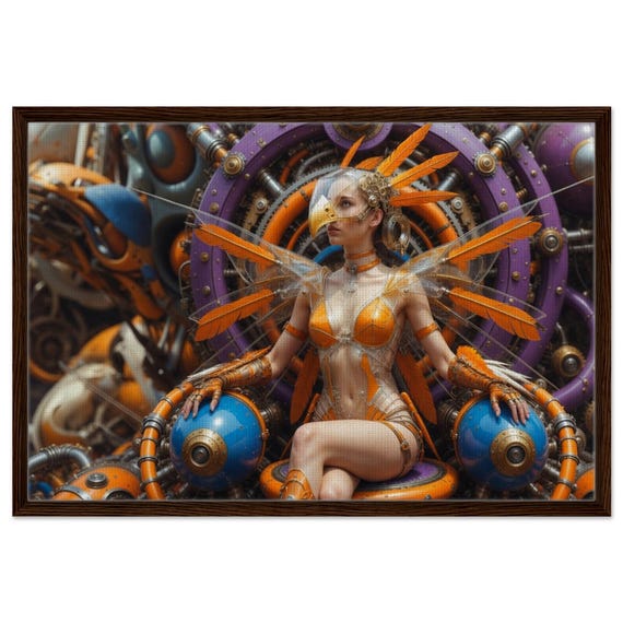 Oracle girl on the throne. The "Oracle" Collection. Framed Canvas