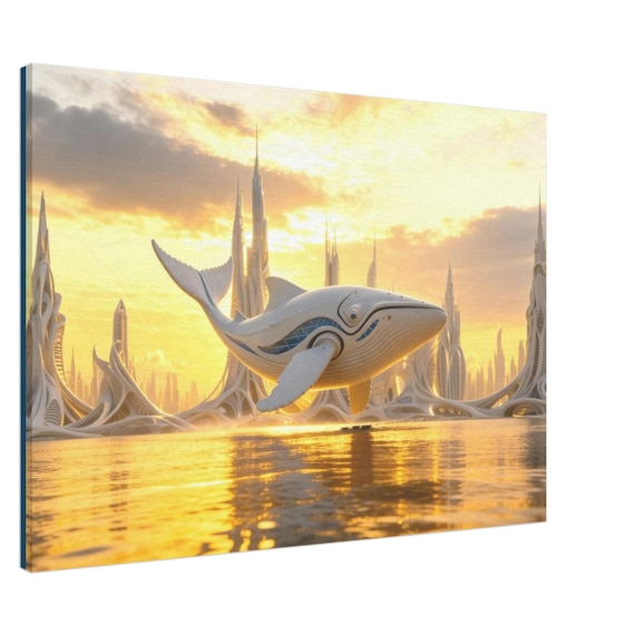 The dream of a little whale. The “Heavenly city” Collection. Canvas