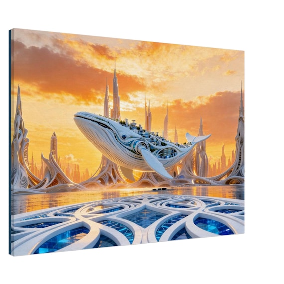 Whale City. The “Heavenly city” Collection. Canvas
