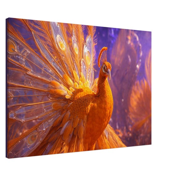 Golden peacock. The "Oracle" Collection. Canvas
