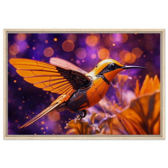 Hummingbird robot. The "Oracle" Collection. Framed Canvas.