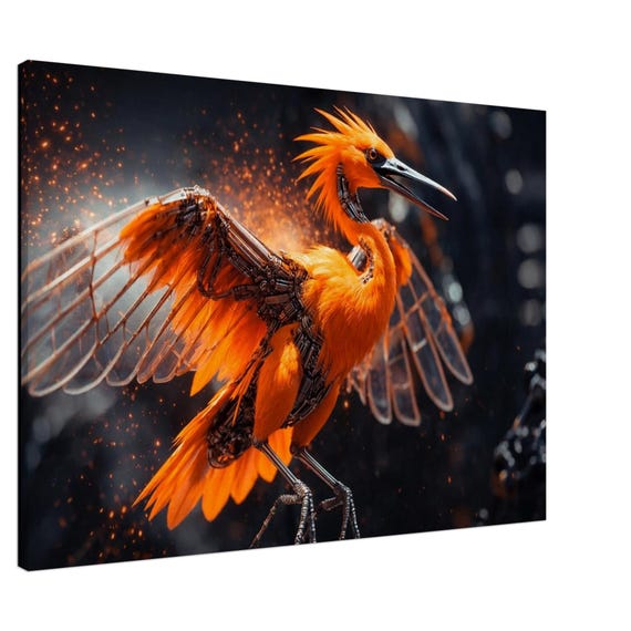 Glass stork. The "Oracle" Collection. Canvas.
